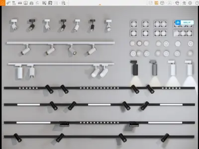 Modern downlights-spotlights-track lights 3D model