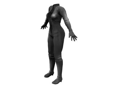 Front Zip Open Catsuit Low-poly 3D model