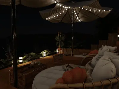 A Summer Place To Relax Blender Scene - NIGHT 3D model