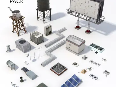 Low Poly Roof Element PACK Low-poly 3D model