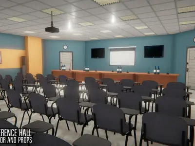 Conference hall - interior and props Low-poly 3D model