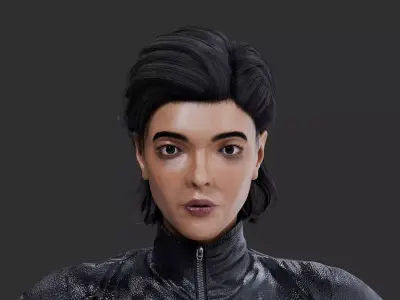 Realistic Punk Girl Character Low-poly 3D model