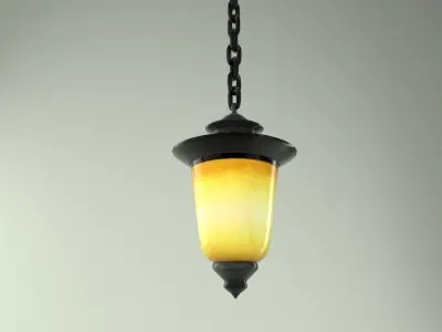 Ceiling Lamp and Chain Low-poly 3D model