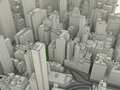 NYC Lower Manhattan Financial District Low-poly 3D model