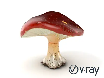 Stylized Glowing Mushroom Sci-Fi model pack Low-poly 3D model