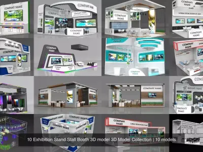 10 Exhibition Stand Stall Booth 3D model 3D Model Collection 3D Model Pack shop