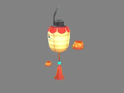 Cartoon Lantern character Low-poly 3D model