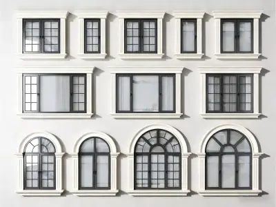 French Retro-Style Doors and Windows 3D model