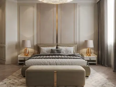 neoclassic-bedroom Low-poly 3D model