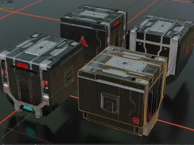 Futuristic sci-fi crate KIT  Low-poly 3D model