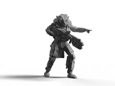 Sci-Fi Battle Armor Miniature - Koloss Assault Rifle Commander 3D print model