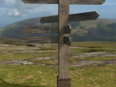 Old Road Sign - Low Poly Low-poly 3D model