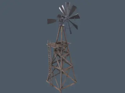 Windmill 3D model old Low-poly 3D model