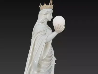 Celestial Star Goddess - Marble Oracle Statue Radiant Sphere 3D print model