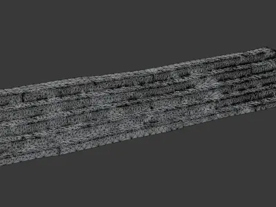 Staircase stone wall Low-poly 3D model