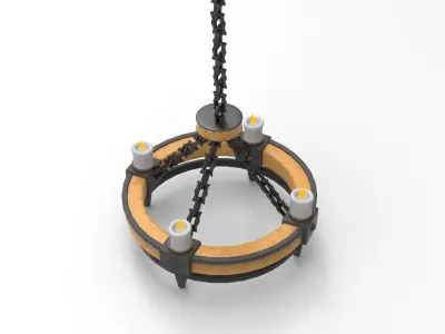 Chandelier candle hanging from chain Low-poly 3D model