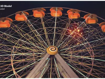 Realistic Animated Ferris Wheel 3D model