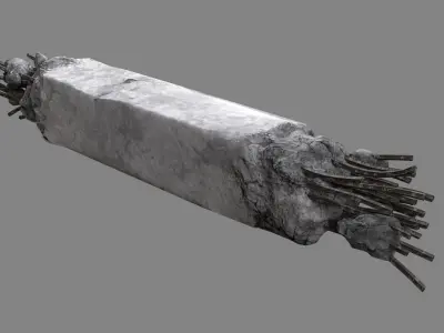 Damaged Concrete Column 01 v2 Low-poly 3D model