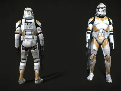 Star wars Clone trooper Phase 2 pack Low-poly 3D model