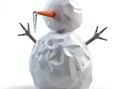 Natural Packed Snowman 3D Model Winter Figurine Low-poly 3D model