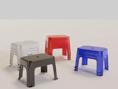Stackable Small Plastic Stool Low-poly 3D model