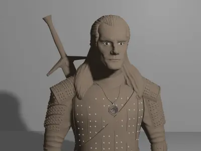 THE WITCHER man holding sword 3D print model