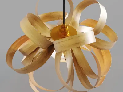 Skipper Oak Ceiling Mounted Pendant Light Fixture 3D model