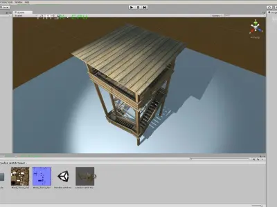 Watch Tower made of Wood Low-poly 3D model