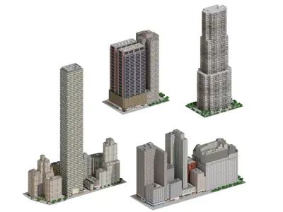 City Downtown Skyscraper Low-poly 3D model