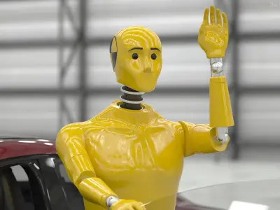  Yellow Crash Test Dummy Rigged for Maya 