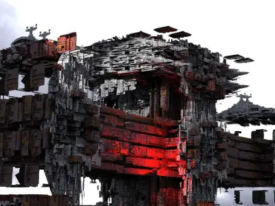 Dark Cyberpunk Solar city Cross 2 3D model
