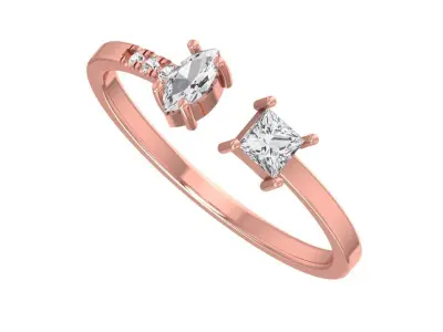 Solitaire Women Light Weight Marquise Princess stone Band Ring 3D print model