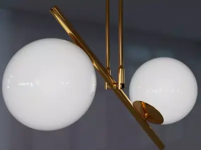 chandelier pendant light with two balls hanging from it 3D model