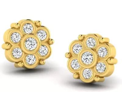 Gold Diamond Women Earring 3D print Model 3D print model 92