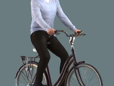 Low poly set of 3D men on a bike 3D model 3D model