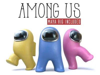 Among us characters - Maya rig included Low-poly 3D model