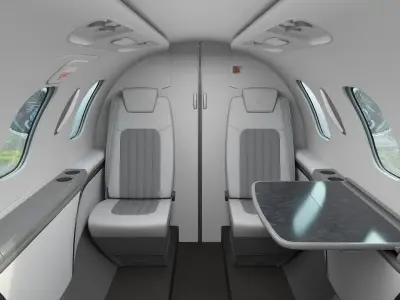  Twin Engine Private Jet Black Red Rigged 