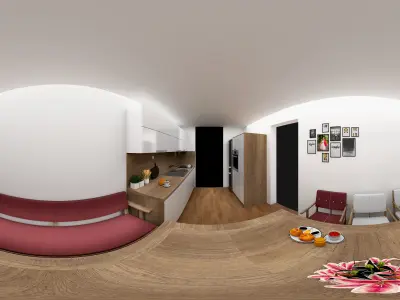 kitchen with cabinets and wooden floors Low-poly 3D model