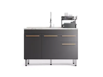 Kitchen Cabinet with Sink and Dish Rack 3D model