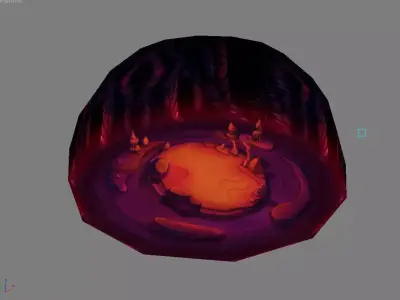 Low Mode - Underground Magma Battle Scene 02 3D model