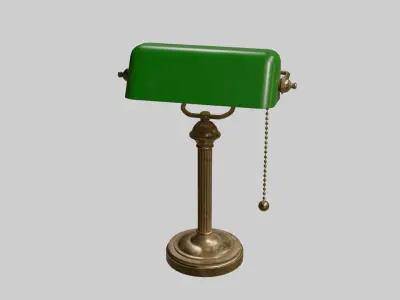 Bankers table Lamp with pbr textures Low-poly 3D model