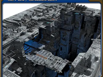 SciFi Human City - Pack Low-poly 3D model