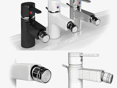 Bathroom mixer set BLACK and WHITE 3D model