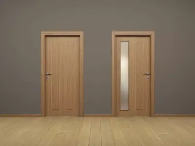  Modern Interior Wood Door - Real Wood UVW Maps -  MUTE 2-2C 3D model