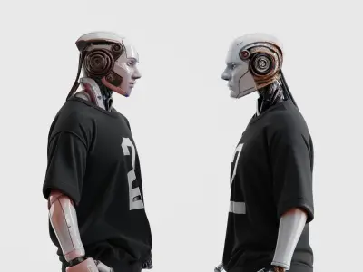 Futuristic Humanoid Robots Set of 2 3D model