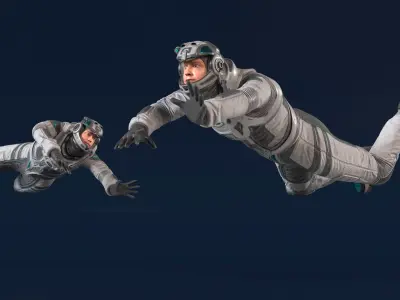 Futuristic Astronaut in Spacesuit no Visor Rigged 
