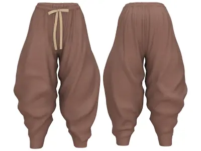 Oversize Baggy Harem Pants Coat Shawl Flats Full Outfit Low-poly 3D model