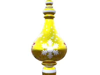 Christmas Santa Ornament Gold Bauble PBR Holiday Decoration  Low-poly 3D model