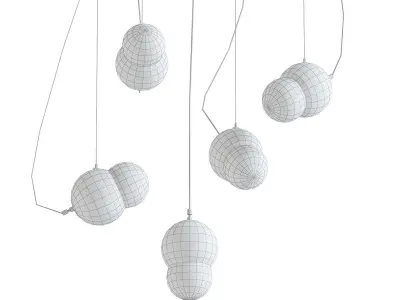 Maggie gold pendant light with balls hanging from it 3D model