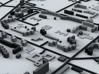 Pripyat - Chernobyl Nuclear Power Plant Road Network Buildings Low-poly 3D model